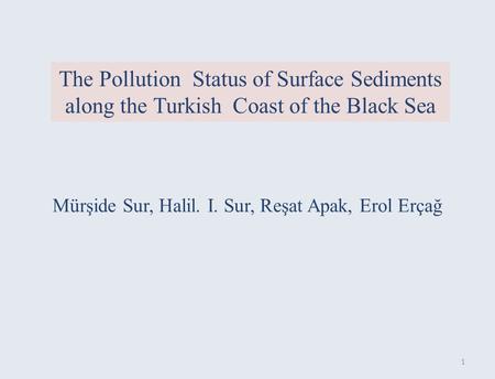 The Pollution Status of Surface Sediments along the Turkish Coast of the Black Sea Mürşide Sur, Halil. I. Sur, Reşat Apak, Erol Erçağ 1.