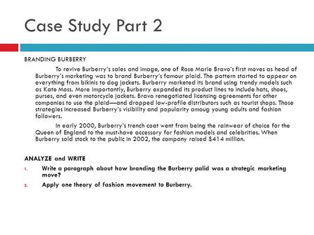 Case Study Part 2 BRANDING BURBERRY