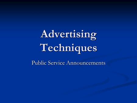 Advertising Techniques