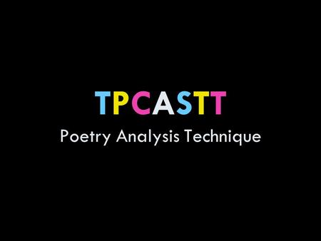 TPCASTT Poetry Analysis Technique