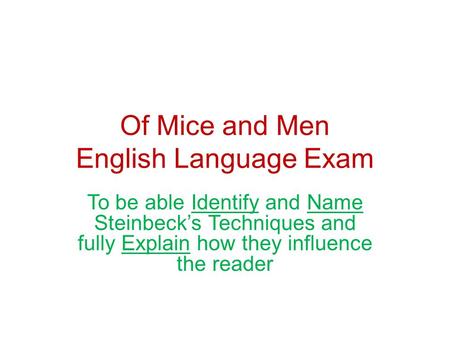 Of Mice and Men English Language Exam