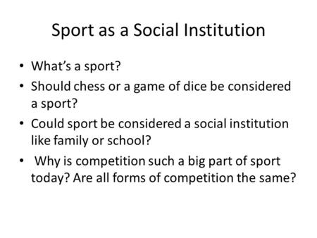 Sport as a Social Institution