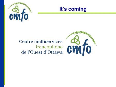 Its coming. 2 What we knew when we started Francophones in Ottawa West : is recent and growing phenomenon 15 Francophone schools in Ottawa West & around.