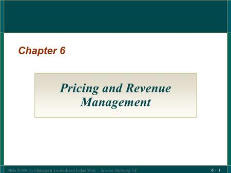 Pricing and Revenue Management