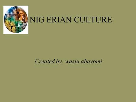 NIG ERIAN CULTURE Created by: wasiu abayomi. Map of Federal Republic of Nigeria.