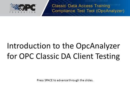 Classic Data Access Training Compliance Test Tool (OpcAnalyzer)