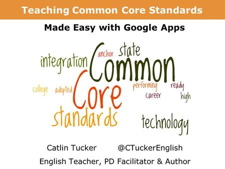 Writing with Google Docs: Foster Collaboration & Creation Catlin English Teacher, PD Facilitator & Author Teaching Common Core Standards.