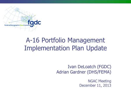 A-16 Portfolio Management Implementation Plan Update