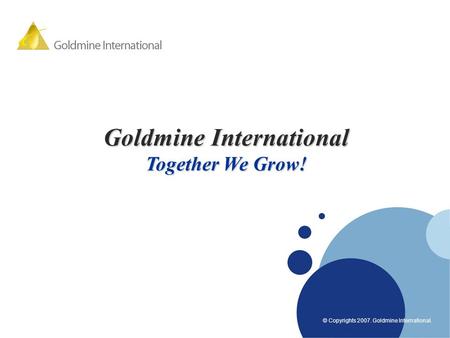 Www.company.com Company LOGO www.company.com © Copyrights 2007. Goldmine International. Goldmine International Together We Grow!