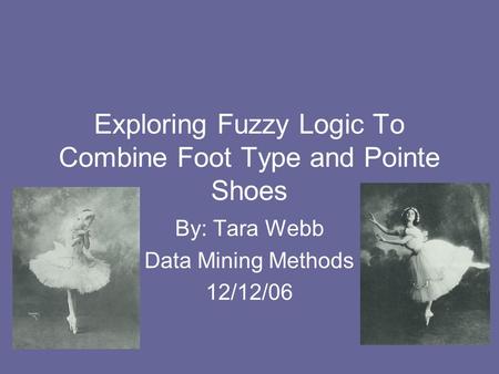 Exploring Fuzzy Logic To Combine Foot Type and Pointe Shoes By: Tara Webb Data Mining Methods 12/12/06.