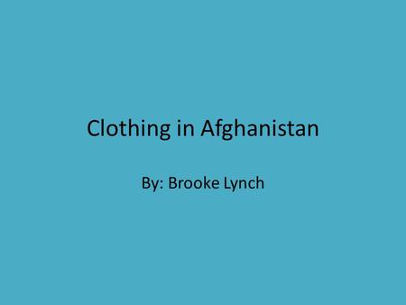 Clothing in Afghanistan