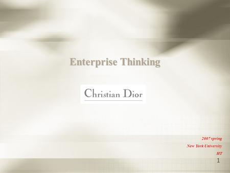 1 Enterprise Thinking 2007 spring New York University HT.