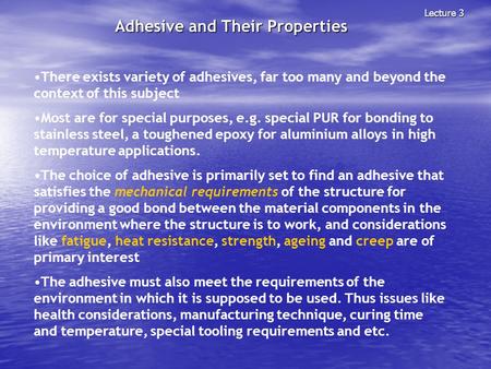 Adhesive and Their Properties