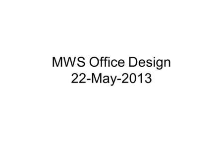 MWS Office Design 22-May-2013. Floor Plan Martys Desk View from Door.