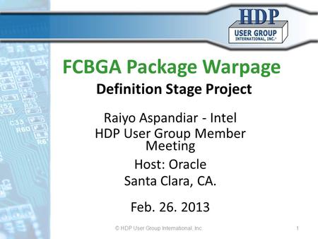 FCBGA Package Warpage Definition Stage Project