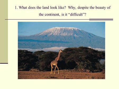 1. What does the land look like