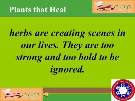 Plants that Heal herbs are creating scenes in our lives. They are too strong and too bold to be ignored.