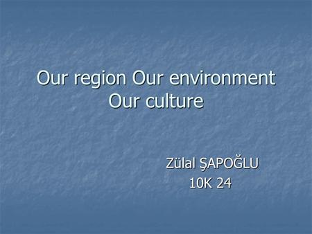 Our region Our environment Our culture Zülal ŞAPOĞLU Zülal ŞAPOĞLU 10K 24 10K 24.