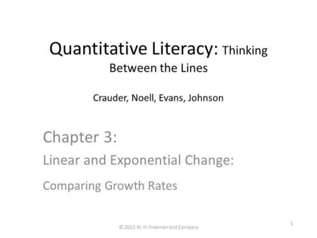 Chapter 3: Linear and Exponential Change: Comparing Growth Rates