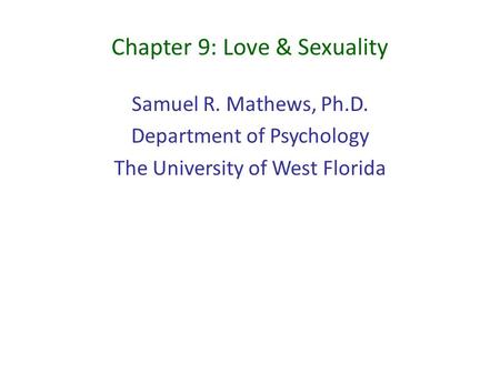 Chapter 9: Love & Sexuality