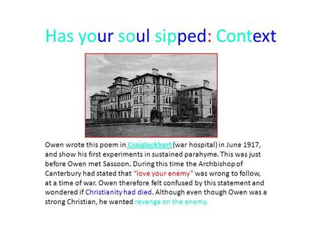 Has your soul sipped: Context