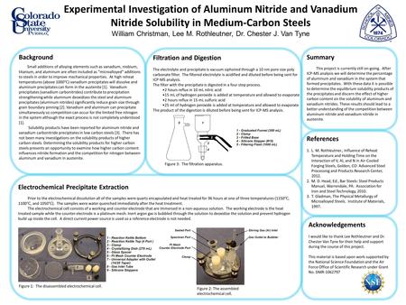 Experimental Investigation of Aluminum Nitride and Vanadium Nitride Solubility in Medium-Carbon Steels William Christman, Lee M. Rothleutner, Dr. Chester.