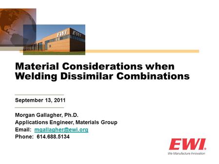 Material Considerations when Welding Dissimilar Combinations