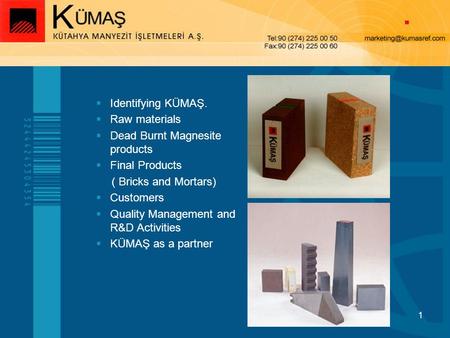 Identifying KÜMAŞ. Raw materials Dead Burnt Magnesite products