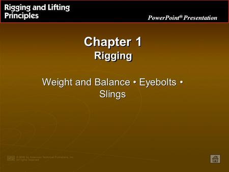 Weight and Balance • Eyebolts • Slings