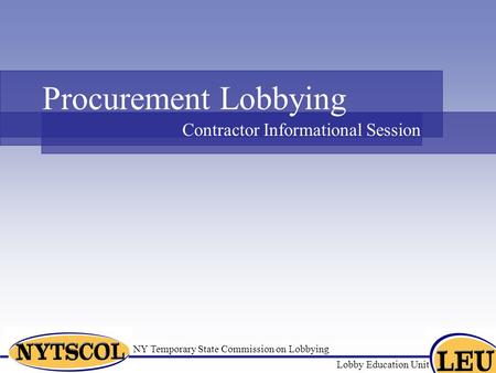 Procurement Lobbying Contractor Informational Session