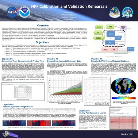 NPP Calibration and Validation Rehearsals Janna H. Feeley NASA JPSS Ground Project Greenbelt, MD The Aerospace Corporation El Segundo, CA AMS 2012 Overview.