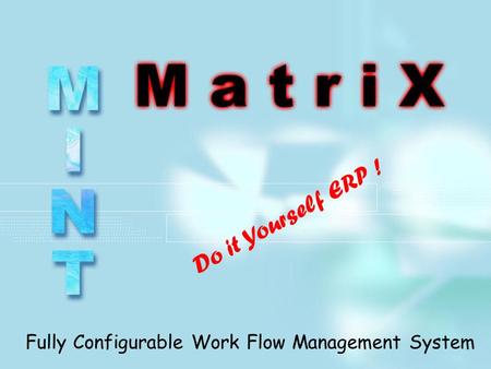 Do it Yourself ERP ! Fully Configurable Work Flow Management System.