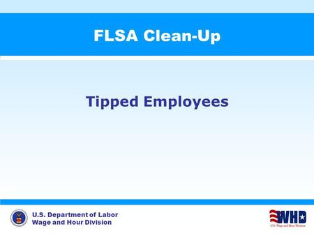 U.S. Department of Labor Wage and Hour Division FLSA Clean-Up Tipped Employees.