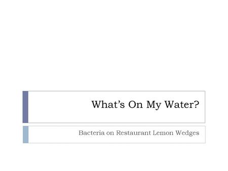 Bacteria on Restaurant Lemon Wedges