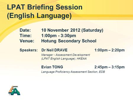 LPAT Briefing Session (English Language)