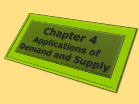 1. PUTTING DEMAND AND SUPPLY TO WORK Learning Objectives 1.Learn how to apply the model of demand and supply to explaining the behavior of equilibrium.