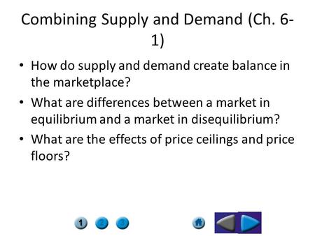 Combining Supply and Demand (Ch. 6-1)