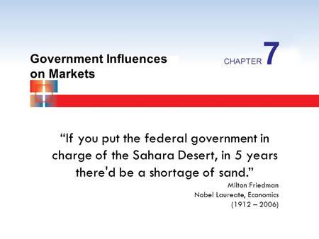 7 Government Influences on Markets CHAPTER