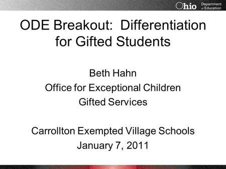 ODE Breakout: Differentiation for Gifted Students