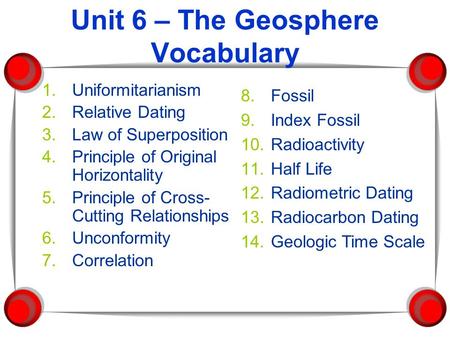 Unit 6 – The Geosphere Vocabulary