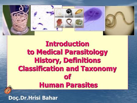 Introduction to Medical Parasitology History, Definitions Classification and Taxonomy of Human Parasites Doç.Dr.Hrisi Bahar Doç.Dr.Hrisi Bahar.
