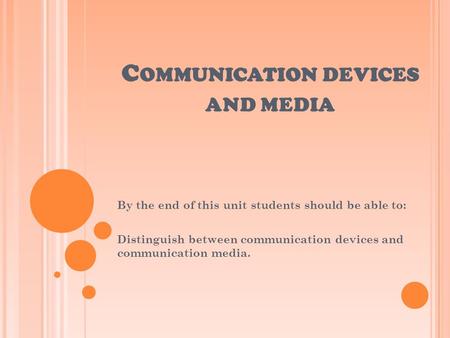 Communication devices and media