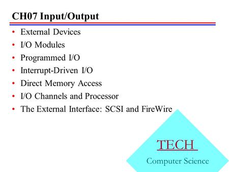 TECH CH07 Input/Output External Devices I/O Modules Programmed I/O