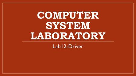 Computer System Laboratory