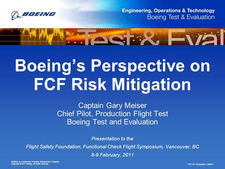 Boeing’s Perspective on FCF Risk Mitigation