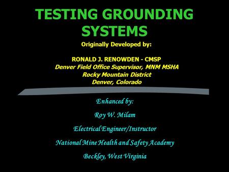 TESTING GROUNDING SYSTEMS