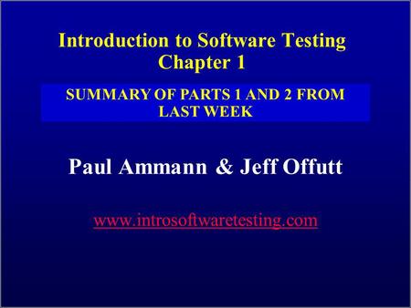 Introduction to Software Testing Chapter 1