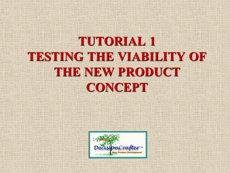 TUTORIAL 1 TESTING THE VIABILITY OF THE NEW PRODUCT CONCEPT.