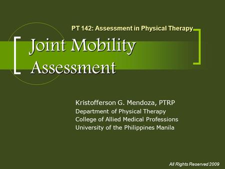 Joint Mobility Assessment