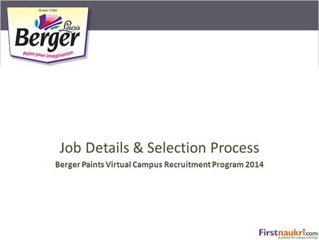 Job Details & Selection Process